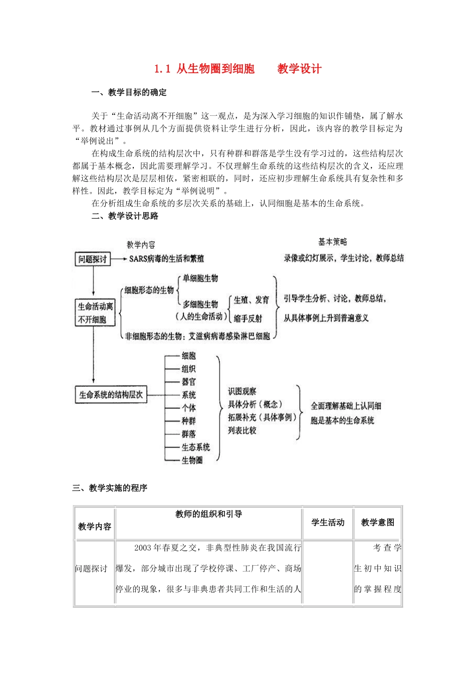 高中生物 1.1《从生物圈到细胞》教案34 新人教版必修1_第1页