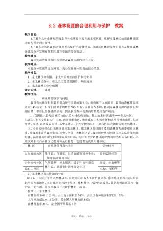 高中地理森林资源的合理利用与保护1教案人教版选修2