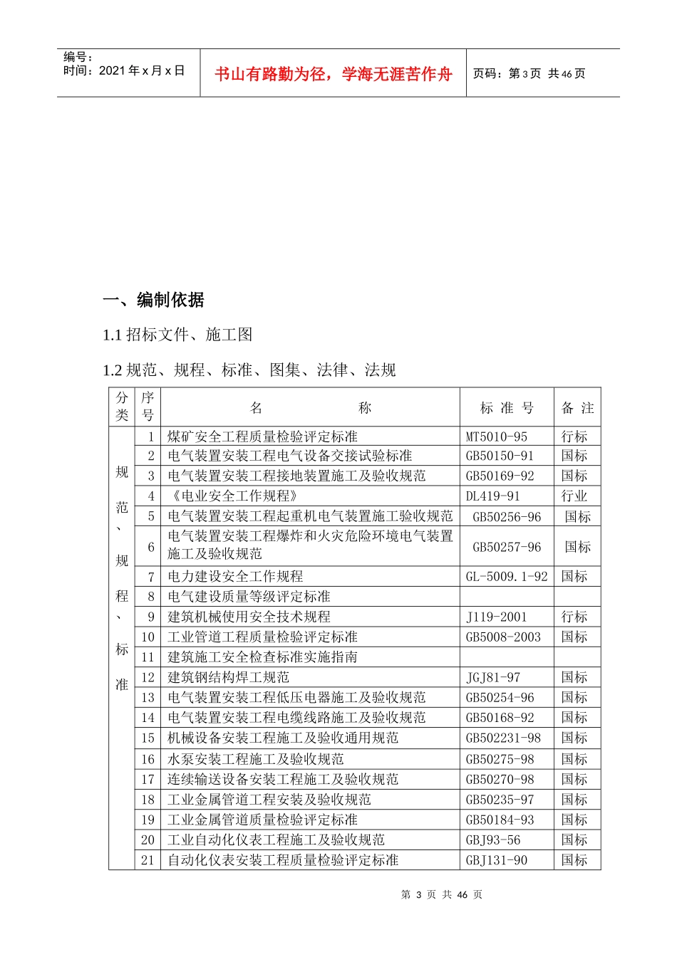 115煤水泵安装工程安全技术措施_第3页