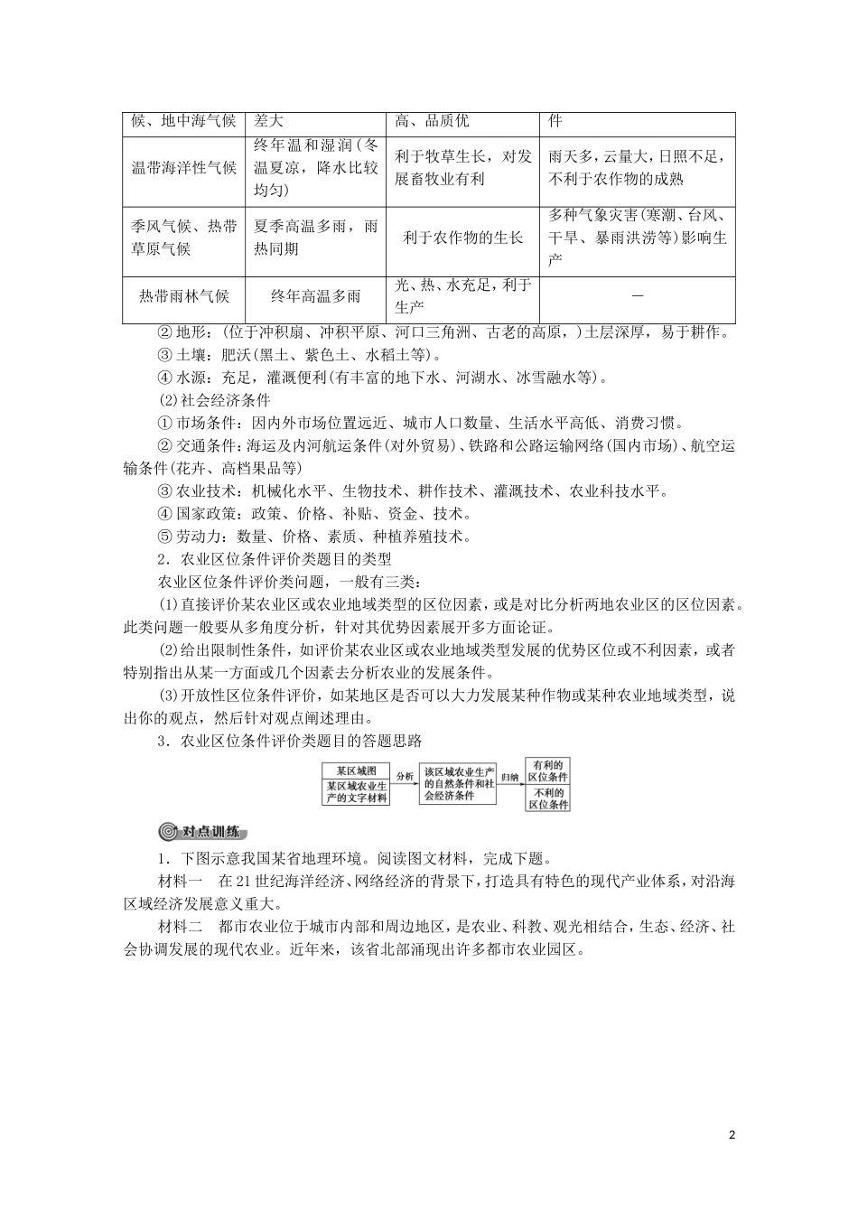 高中地理 第3章 生产活动与地域联系 章末小结与测评教案 中图版必修2-中图版高中必修2地理教案_第2页