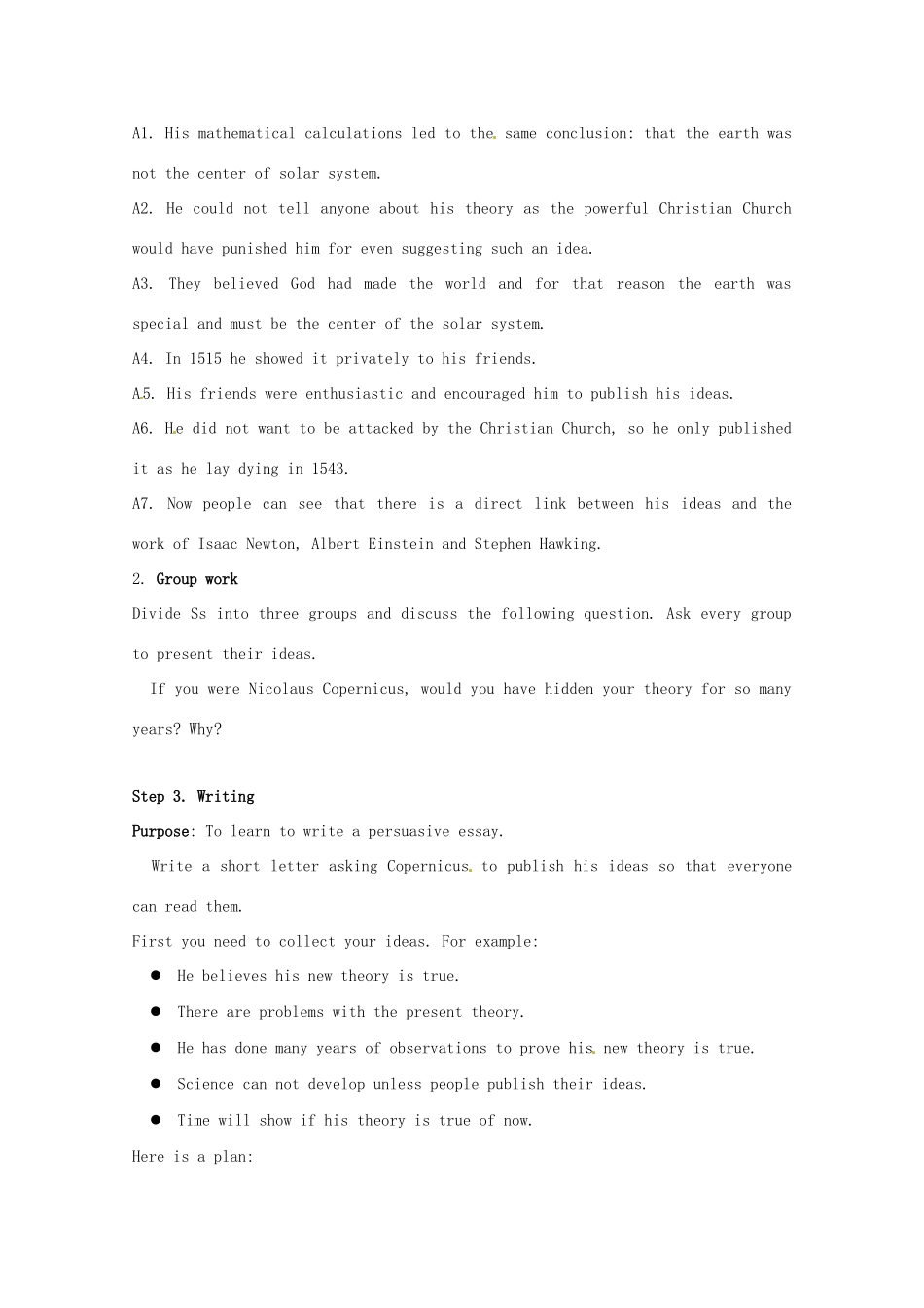 高中英语 Unit1第5课时 Period 5 Reading and writing (Using Language)教案 新人教版必修5_第2页