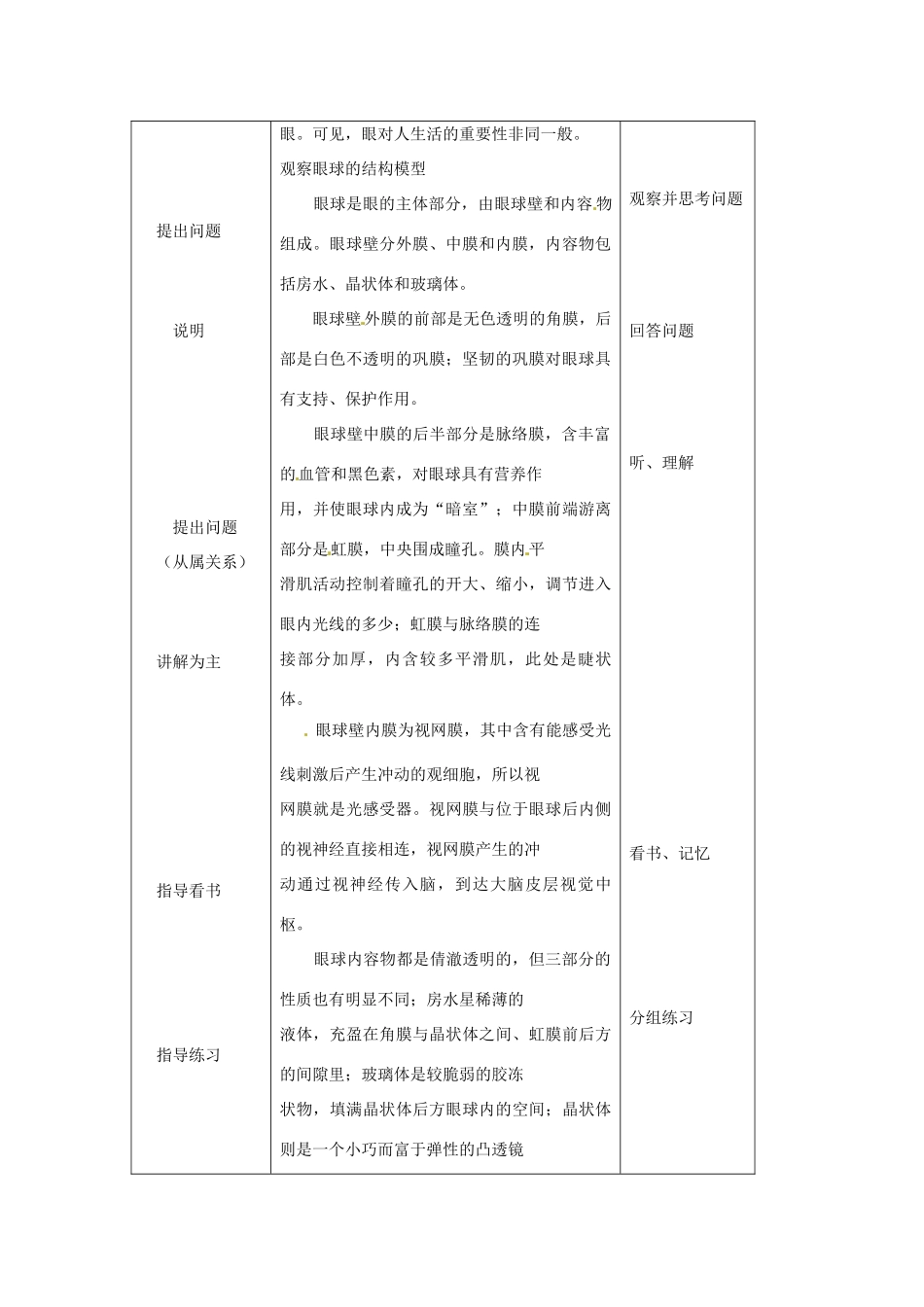 七年级生物下册 12.2 感受器和感觉器官教案 北师大版_第2页