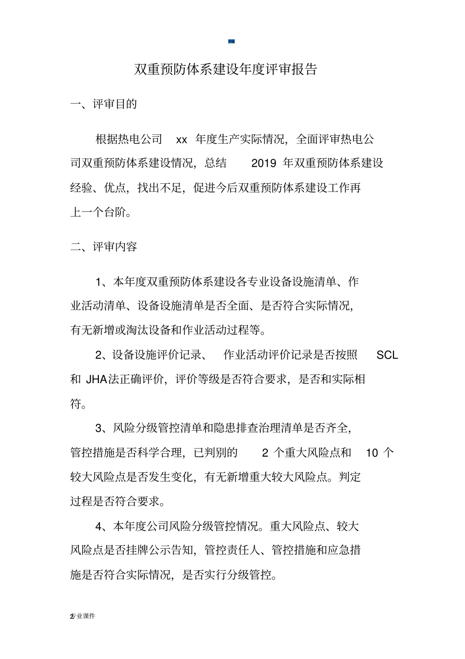 双重预防体系建设年度评审报告模板.docx_第2页