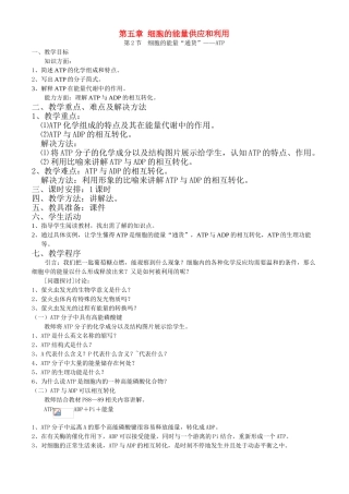 第五章第2节  细胞的能量“通货”——ATP