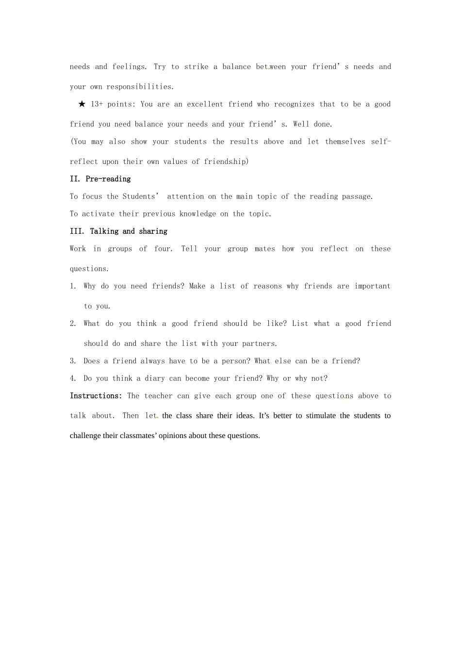 高中英语 Unit1 Friendship Period1教案 新人教版必修1-新人教版高一必修1英语教案_第3页