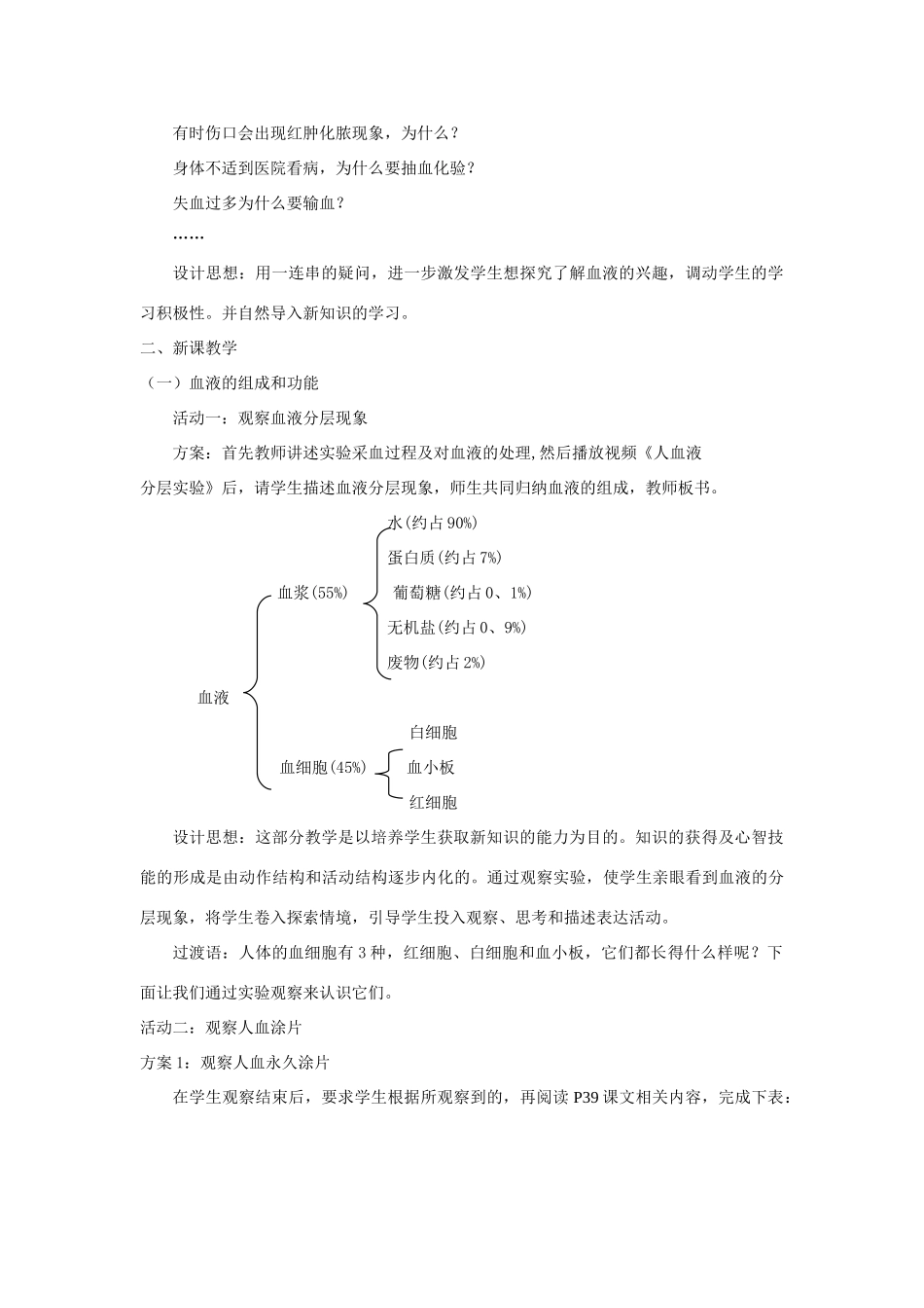 七年级生物下册 第十章 第一节 血液和血型教案4 （新版）苏教版_第2页