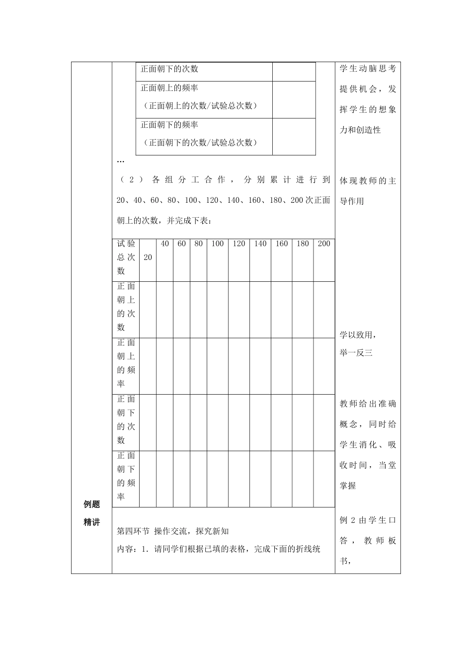 山东省济南市槐荫区七年级数学下册 第六章 频率初步 6.2 频率的稳定性 6.2.2 频率的稳定性教案 （新版）北师大版-（新版）北师大版初中七年级下册数学教案_第2页