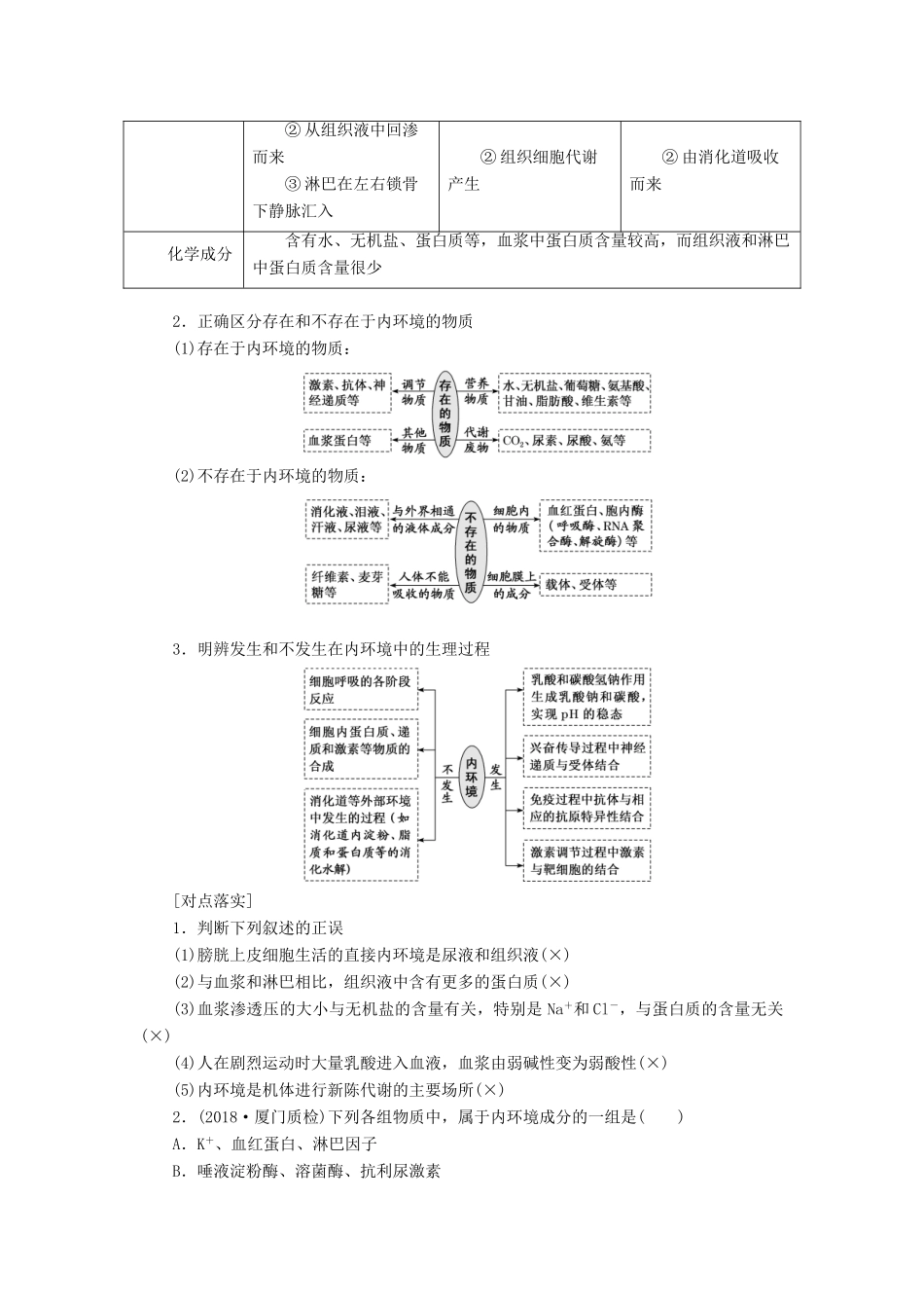 高考生物一轮复习 第八单元 动物和人体生命活动的调节 第一讲 人体的内环境与稳态精选教案-人教版高三全册生物教案_第3页