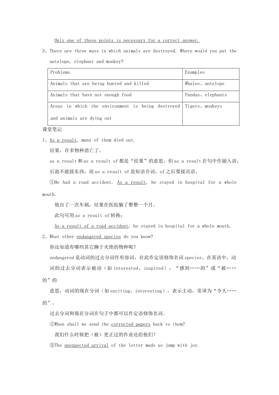 高中英语 Unit4 Wildlife protection教案 新人教版必修2-新人教版高一必修2英语教案_第3页