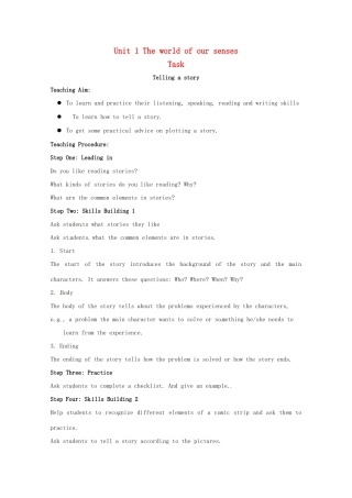 高中英语 Unit 1 The world of our senses Task教案 牛津译林版必修3-牛津版高一必修3英语教案