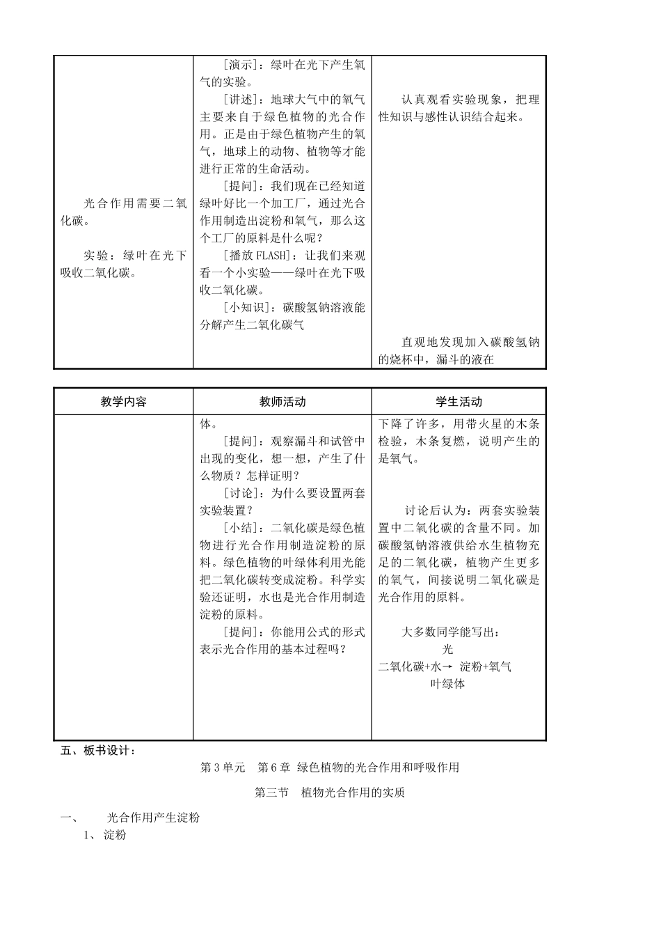 七年级生物上册 6-3植物光合作用的实质教案苏教版_第3页