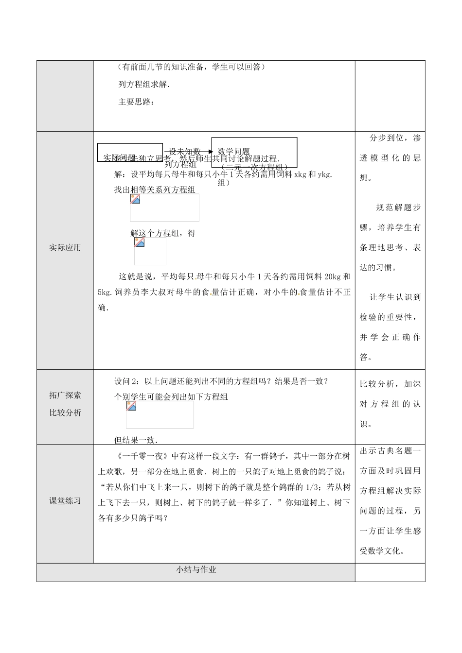 山东省德州市武城县四女寺镇七年级数学下册 第8章 二元一次方程组 8.3 实际问题与二元一次方程组（一）教案 新人教版-新人教版初中七年级下册数学教案_第2页