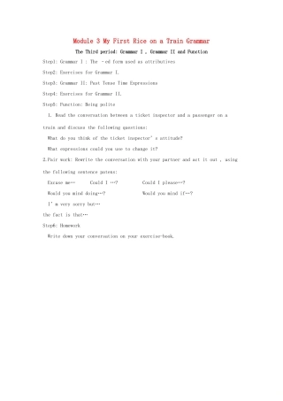 高中英语 Module 3 My First Rice on a Train Grammar教案 外研版必修1-外研版高一必修1英语教案