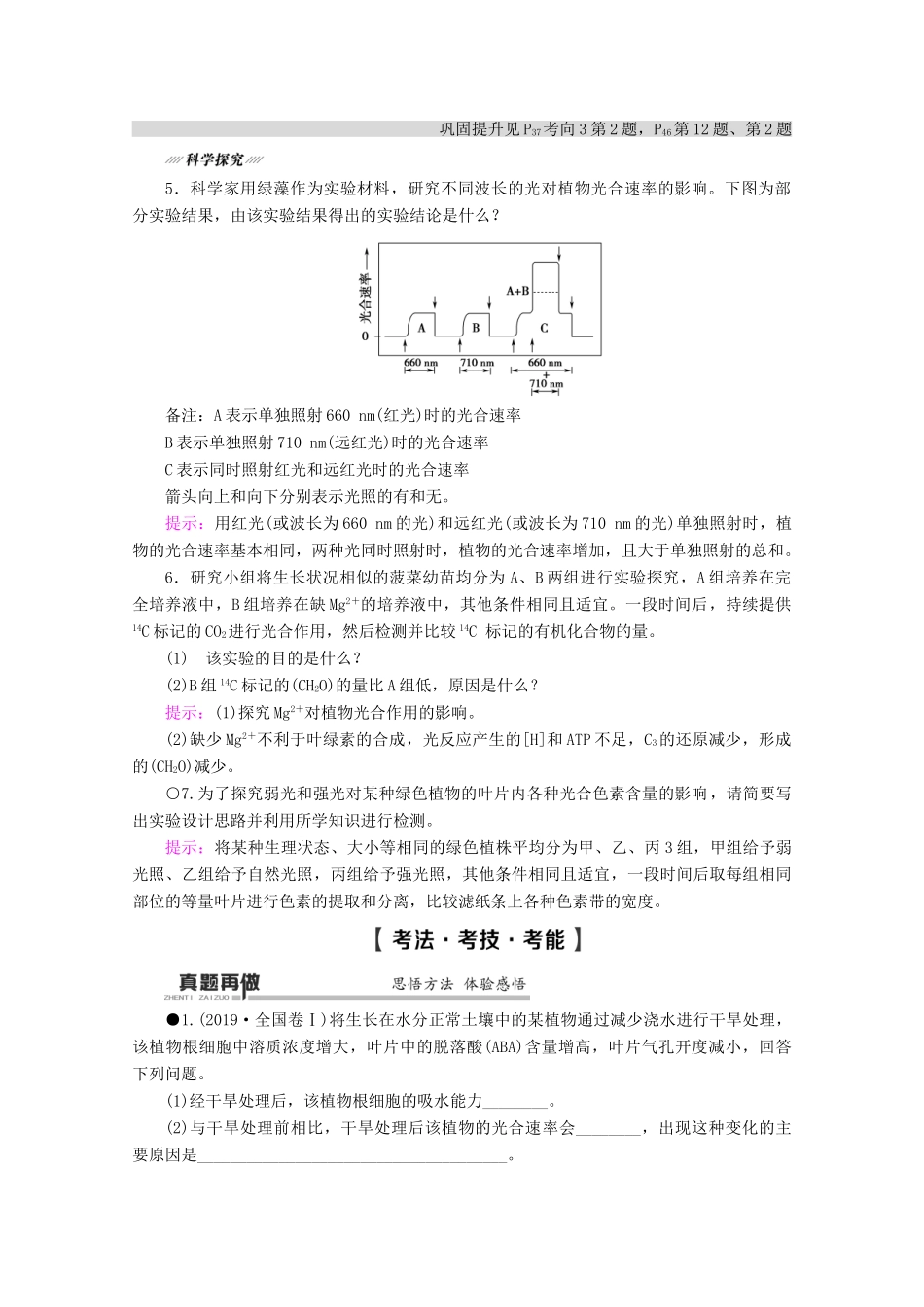 （通用版）高考生物二轮复习 第1部分 专题3 光合作用和细胞呼吸 考点2 光合作用和细胞呼吸的影响因素及应用教案-人教版高三全册生物教案_第3页