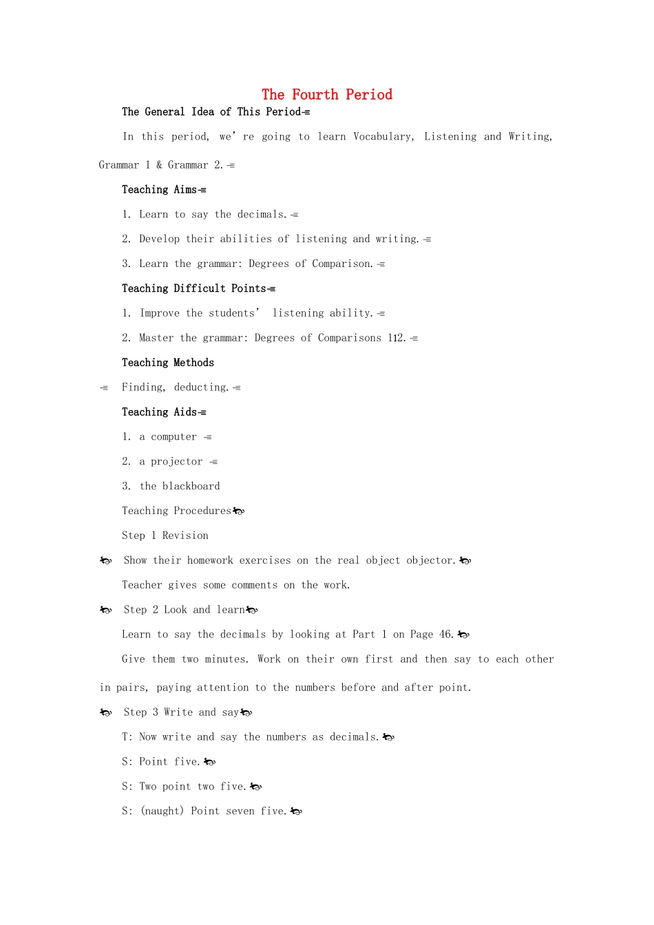 高中英语 Module 5 4th period教案 外研版必修1_第1页