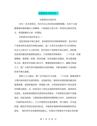 在职团员自我评价