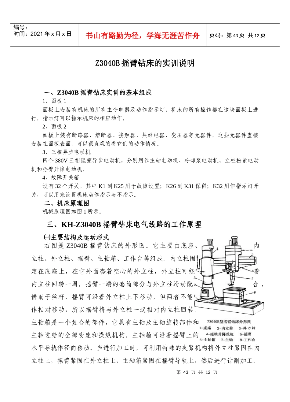 Z3040B摇臂钻床电气控制技术-沈阳航空职业技术学院沈_第1页