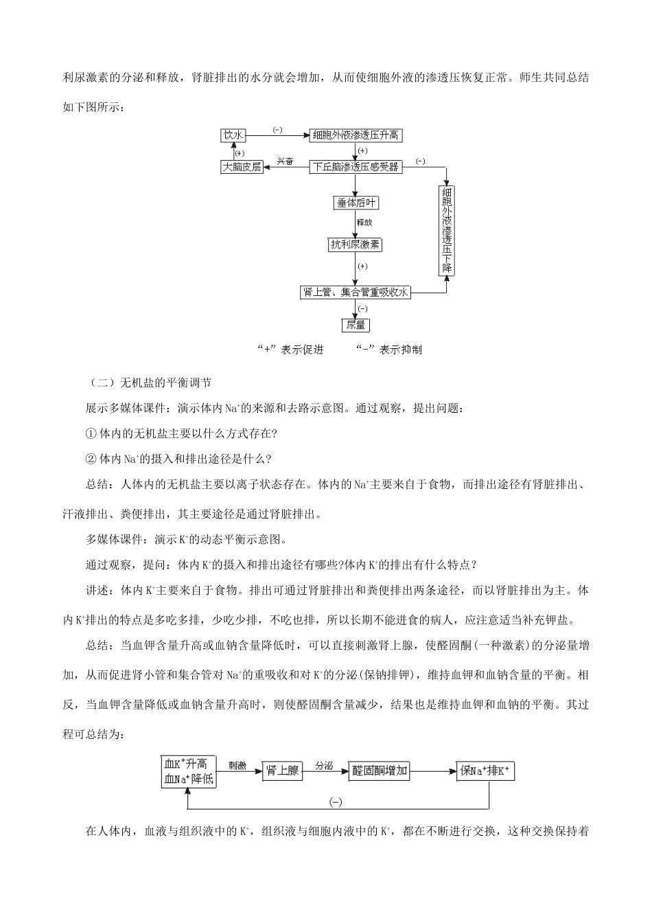 高中生物水和无机盐的平衡及其调节教案 旧人教 选修_第3页