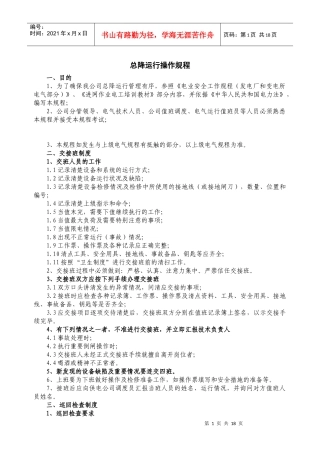 XX电力公司总降运行操作规程