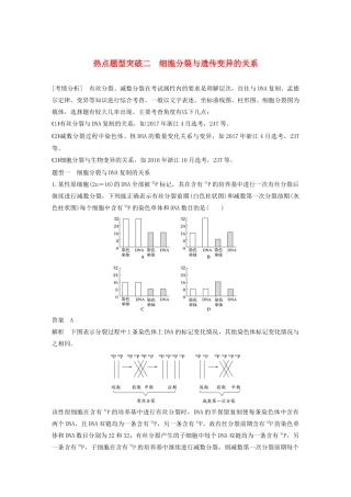 （浙江专版）高考生物一轮复习 热点题型突破二 细胞分裂与遗传变异的关系教案-人教版高三全册生物教案