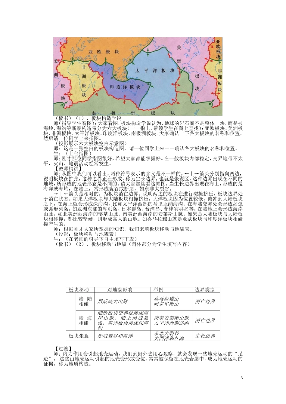 高中地理 2.1《岩石圈与地表形态》说课稿 鲁教版必修1_第3页