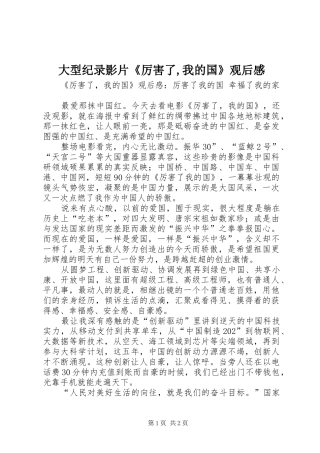 大型纪录影片《厉害了,我的国》观后感 