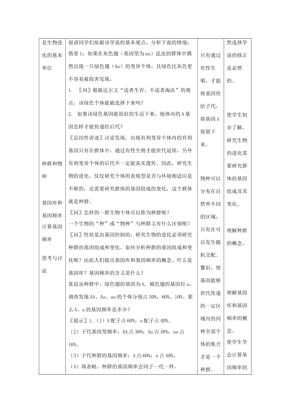 高中生物 7.2现代生物进化理论的主要内容教案 新人教版必修2_第2页