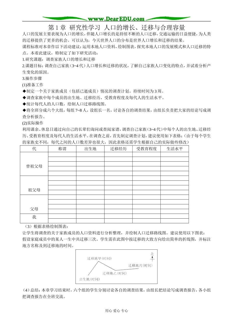 高中地理第1章 研究性学习 人口的增长、迁移与合理容量教案 中图版 必修2_第1页
