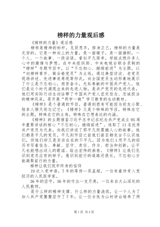 榜样的力量观后感 