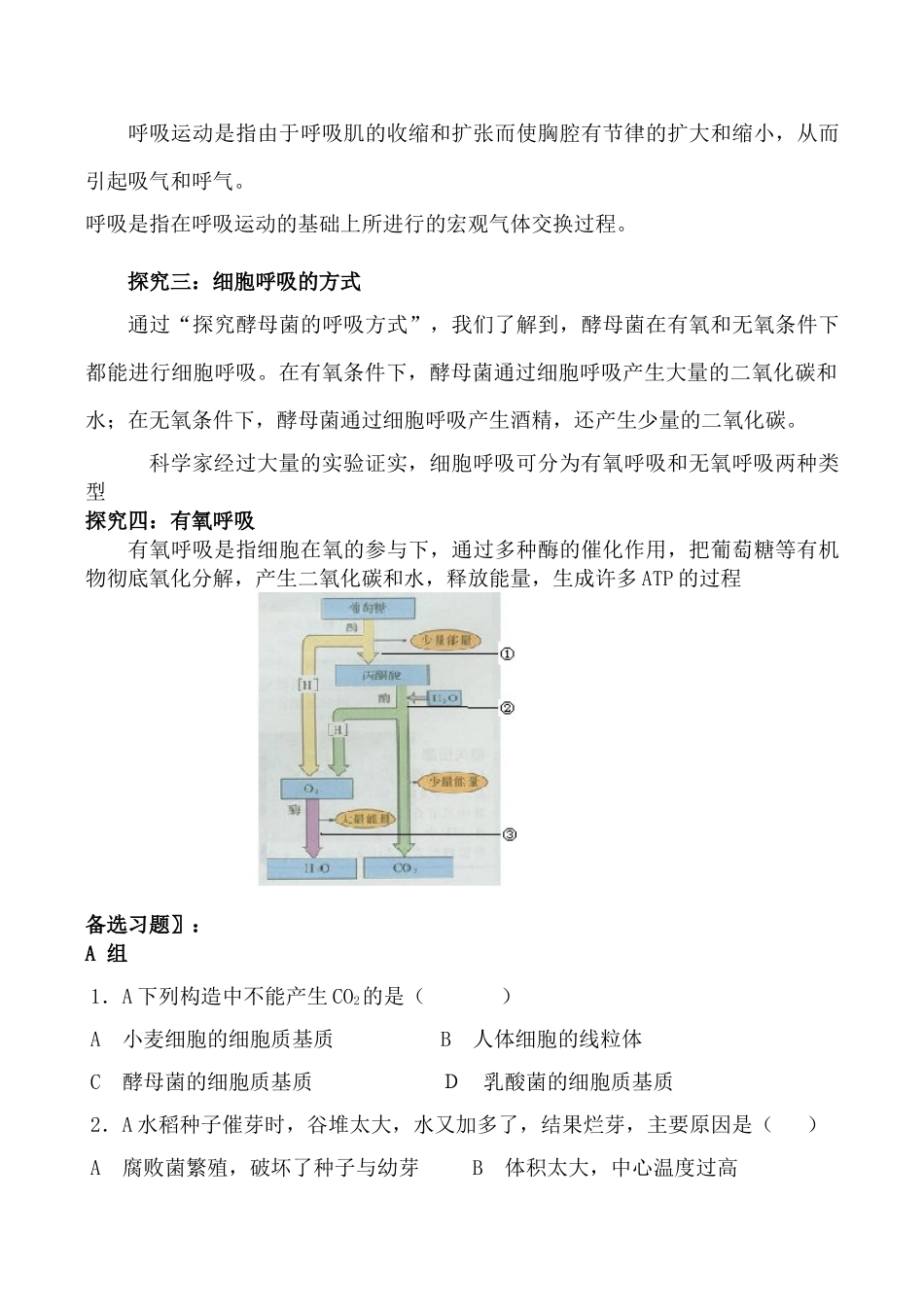 高中生物人教版必修1ATP的主要来源—细胞呼吸1_第2页