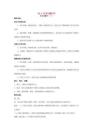 九年级数学上册《4.3 灯光与影子》教案 北师大版-北师大版初中九年级上册数学教案