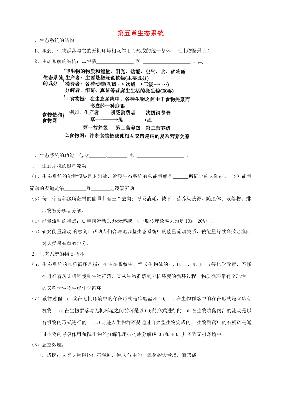 北京市房山区周口店中学高中生物会考复习 第五章 生态系统 新人教版必修3_第1页