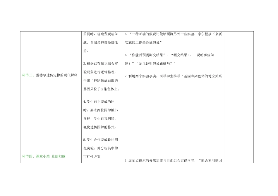 高中生物下学期第6周 基因在染色体上教学设计-人教版高中全册生物教案_第3页
