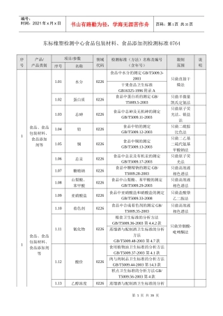 东标检测中心食品包装材料、食品添加剂检测标准0764