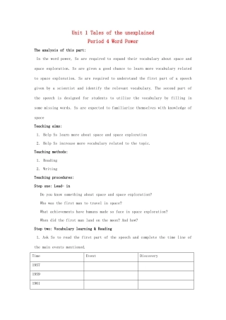 高中英语 Unit1 Tales of the unexplained Word Power教案 牛津译林版必修2-牛津版高一必修2英语教案