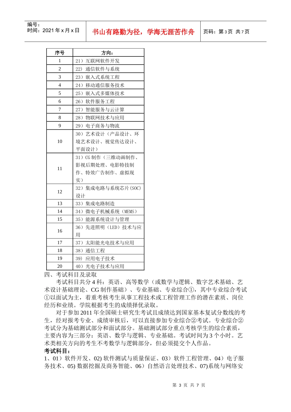 XXXX年北京大学软件工程硕士春季自主命题考试招生简章_第3页