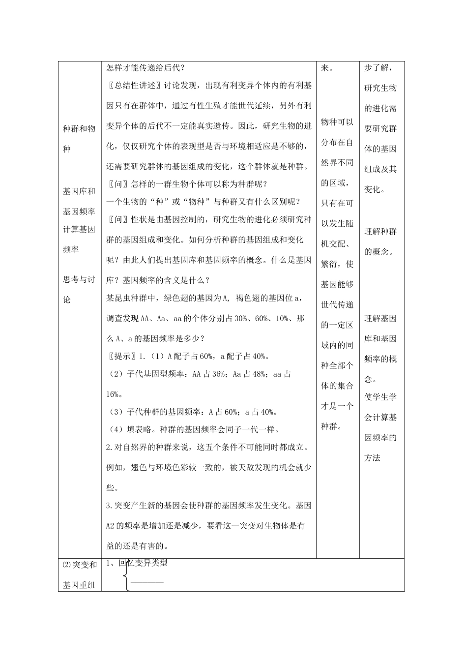 高中生物：7.2《现代生物进化理论的主要内容》教案（新人教版必修2）_第2页