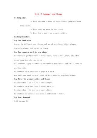高中英语 Unit2language-grammar and usage教案 牛津译林版必修3