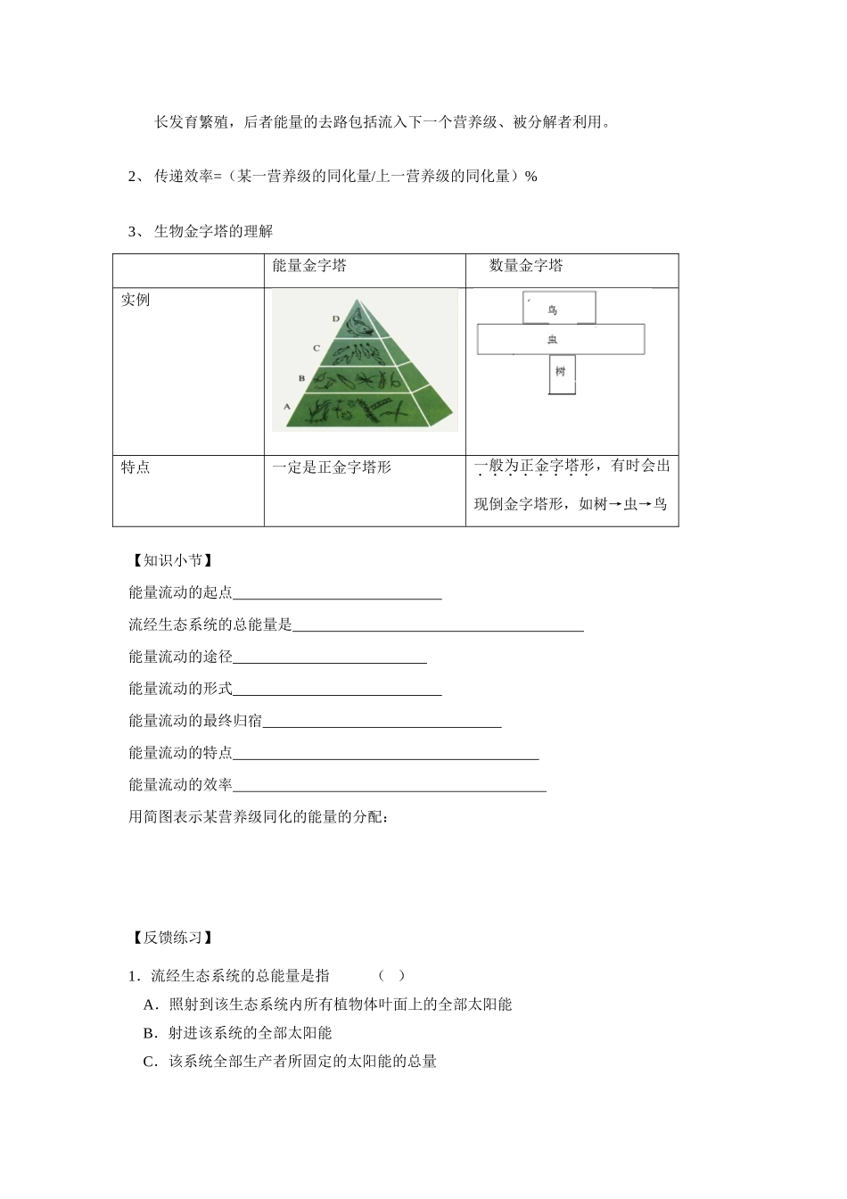 高中生物第五章第二节 生态系统的能量流动教案新人教版必修2_第3页