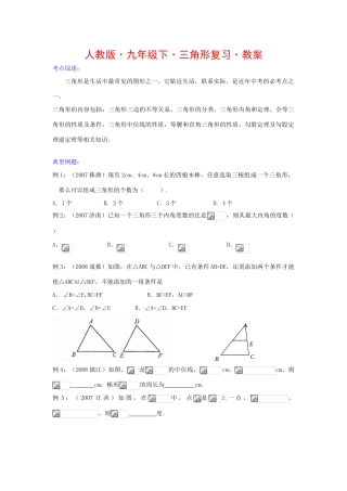 九年级数学下册三角形复习教案人教版