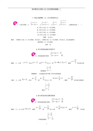 (完整版)二元一次方程组易错题(打印)