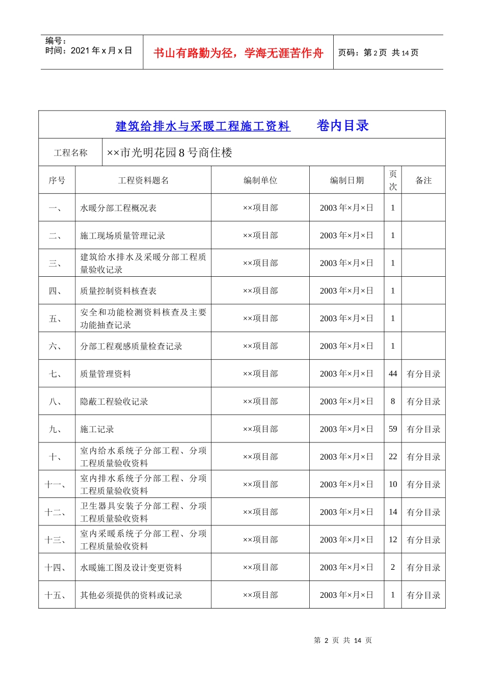 4.5第五册建筑给水、排水与采暖工程施工资料_第2页