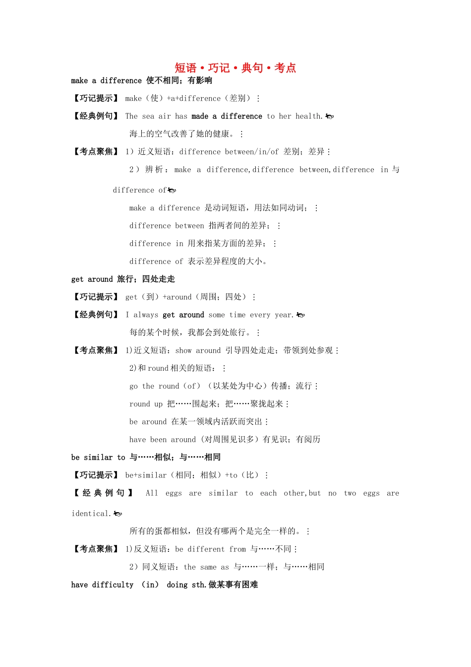 高中英语 Module 1 British and American English短语.巧记.典句.考点 外研版必修5_第1页