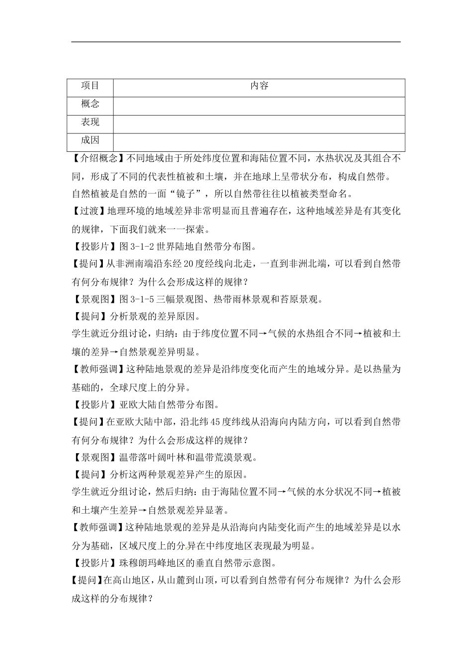 高中地理 教案3.1地理环境的差异性鲁教版新课标高中必修1_第3页