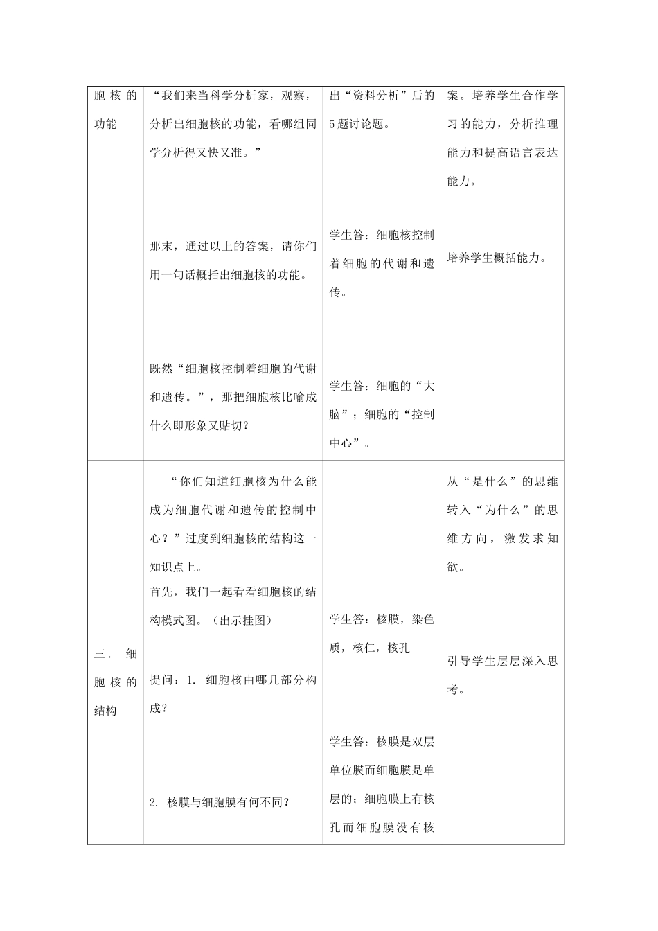 高中生物《细胞核——系统的控制中心》教案8 新人教版必修1_第3页