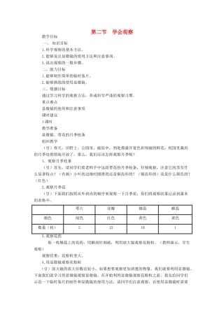 七年级生物上册《1.2 学会观察》教案1 翼教版