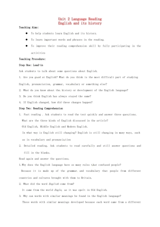 高中英语 Unit2 Grammar and usageReading教案 牛津译林版必修3-牛津版高一必修3英语教案