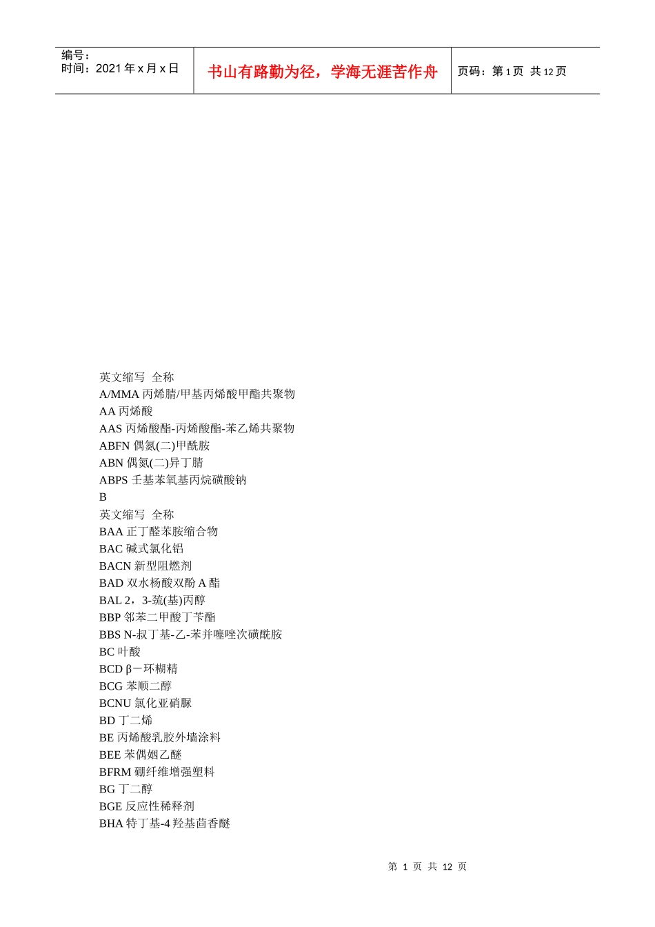 化工词汇中英对照汇总_第1页