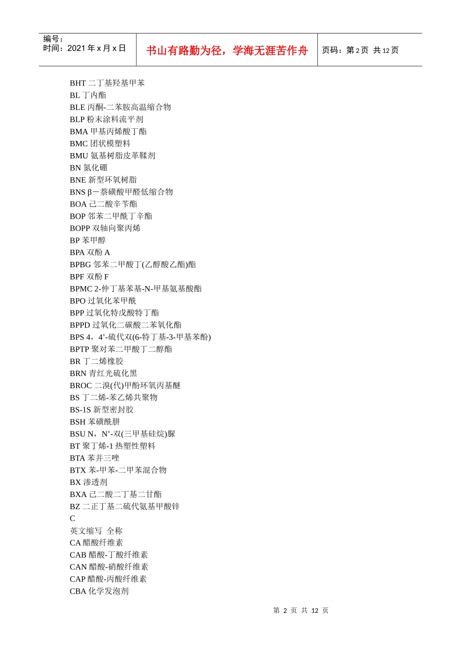 化工词汇中英对照汇总_第2页