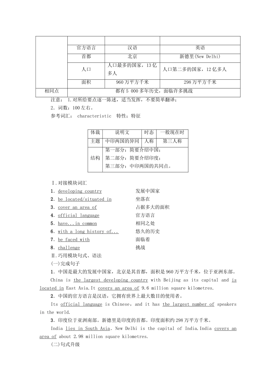 高中英语 Module 2 Developing and Developed Countries Section Ⅴ Guided Writing—对比类说明文（教师用书）教案 外研版必修3-外研版高一必修3英语教案_第2页